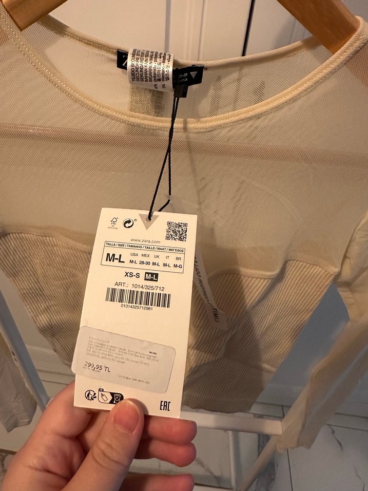 Beyaz Uzun Kollu Fitted Bluz - Görsel 2