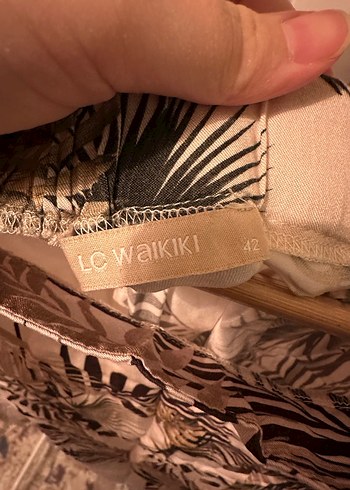 Bohem Gri Bej Desenli Midi Etek - Görsel 2