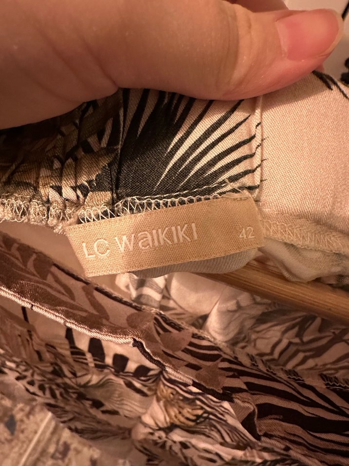 Bohem Gri Bej Desenli Midi Etek - Görsel 2