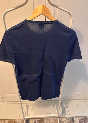 Erkek Koyu Mavi Denim Kısa Kollu Tişört - Görsel 2