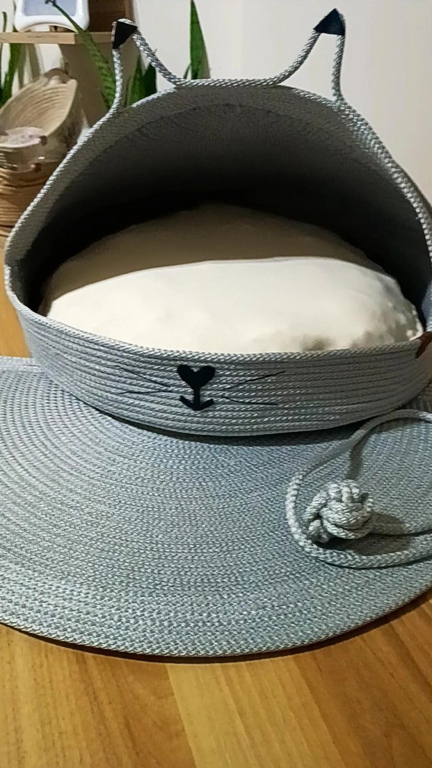 Gri Kedi Yatağı ve Oyuncak Halatlı - Görsel 2