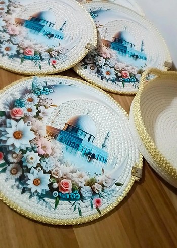 Çiçek Desenli Yuvarlak Tabak Seti - Görsel 3