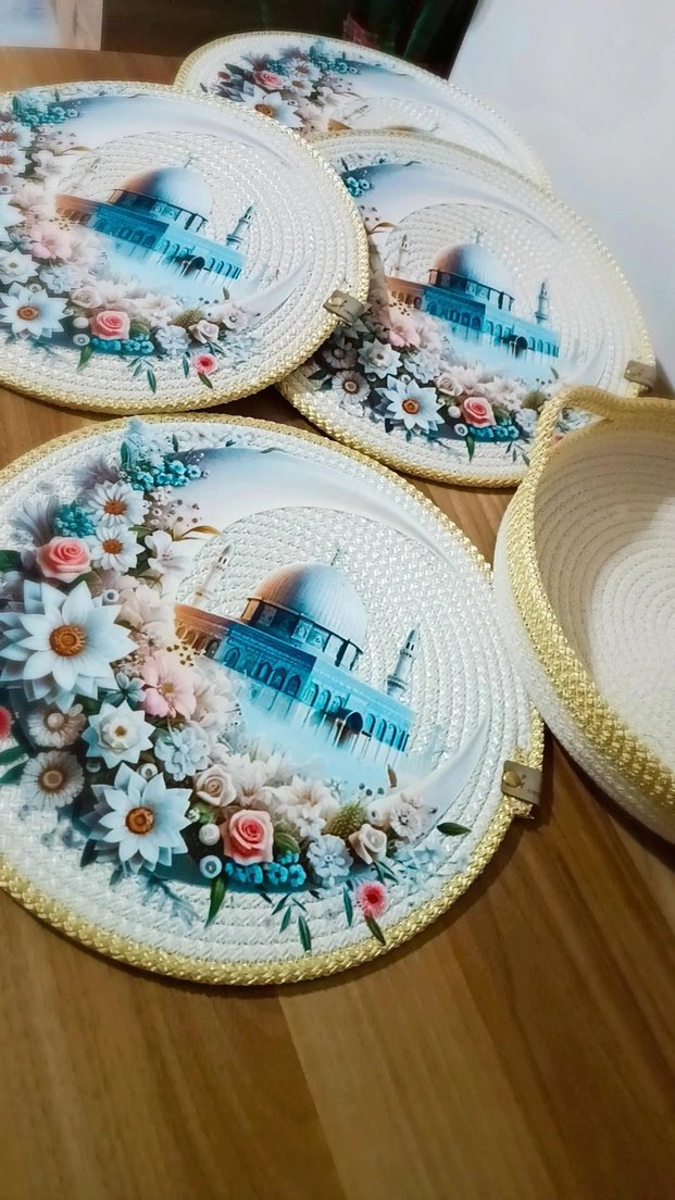 Çiçek Desenli Yuvarlak Tabak Seti - Görsel 3