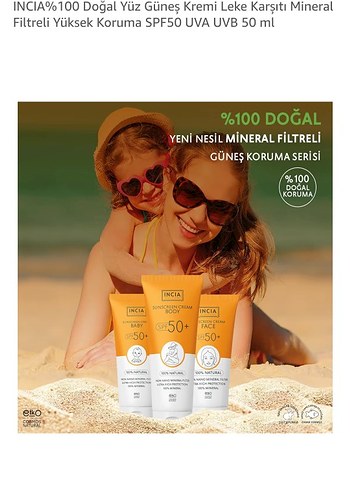 INCIA %100 Doğal Leke Karşıtı Yüz Güneş Kremi SPF50+ - Görsel 8