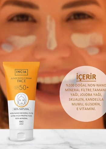 INCIA %100 Doğal Leke Karşıtı Yüz Güneş Kremi SPF50+ - Görsel 5