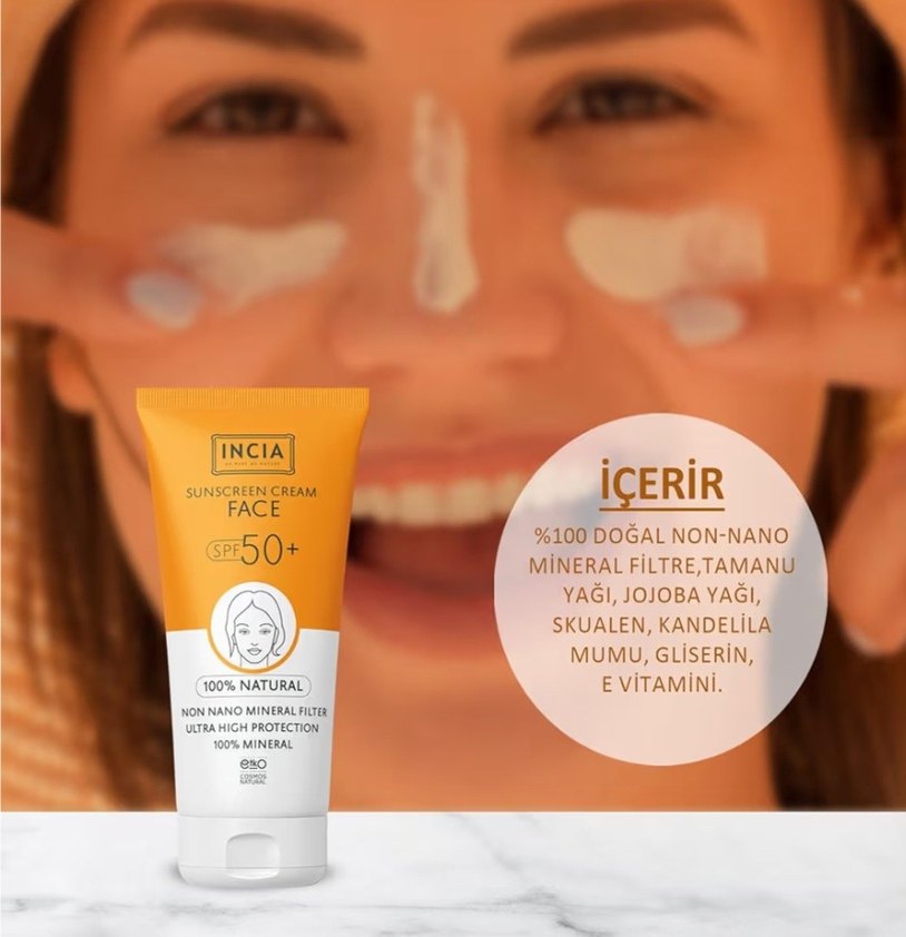 INCIA %100 Doğal Leke Karşıtı Yüz Güneş Kremi SPF50+ - Görsel 5