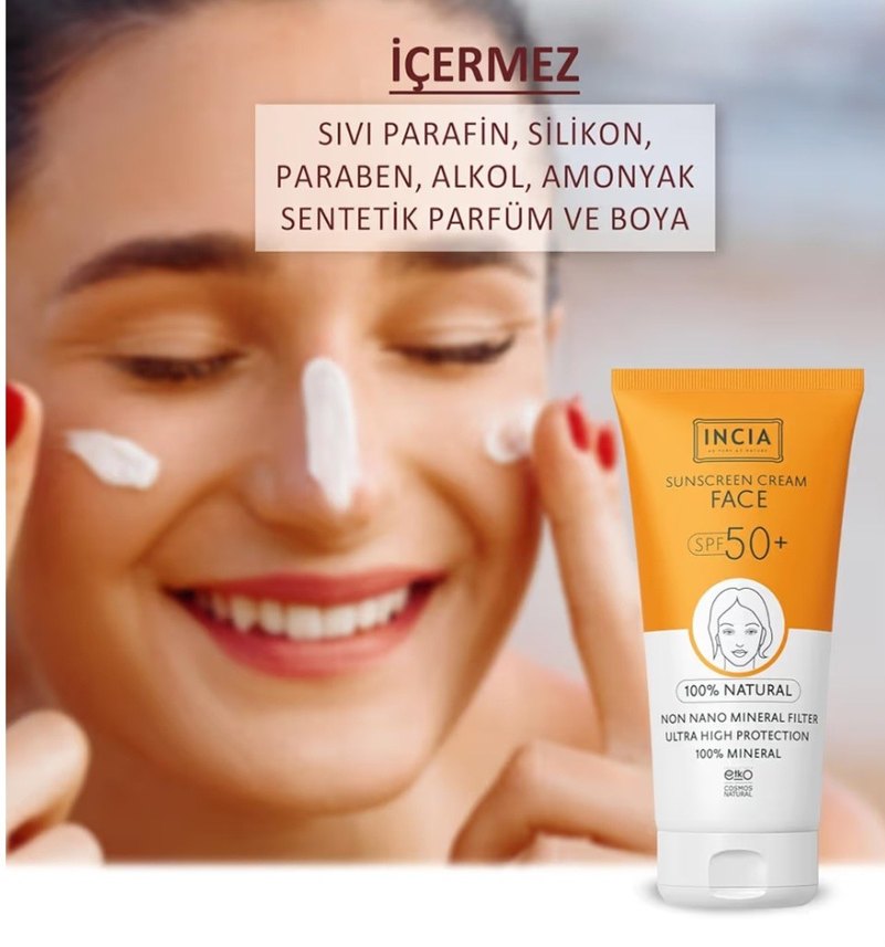 INCIA %100 Doğal Leke Karşıtı Yüz Güneş Kremi SPF50+ - Görsel 4