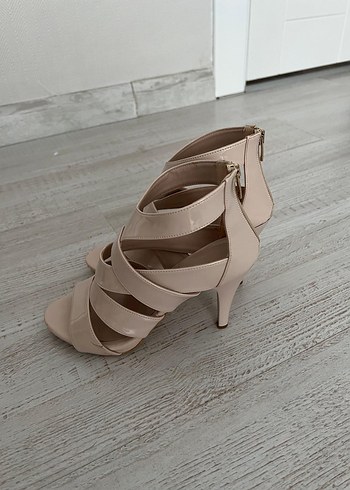 Bej Stiletto Topuklu Kadın Abiye Ayakkabı - Görsel 3