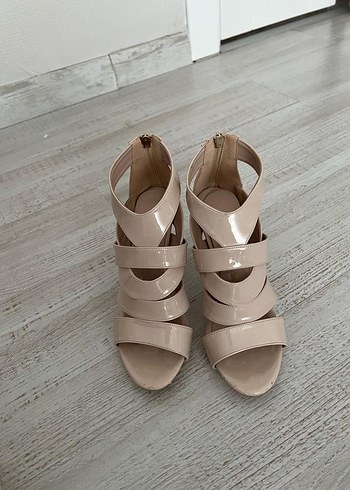 Bej Stiletto Topuklu Kadın Abiye Ayakkabı - Görsel 2