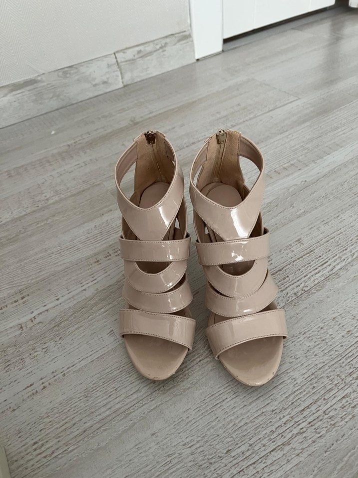 Bej Stiletto Topuklu Kadın Abiye Ayakkabı - Görsel 2