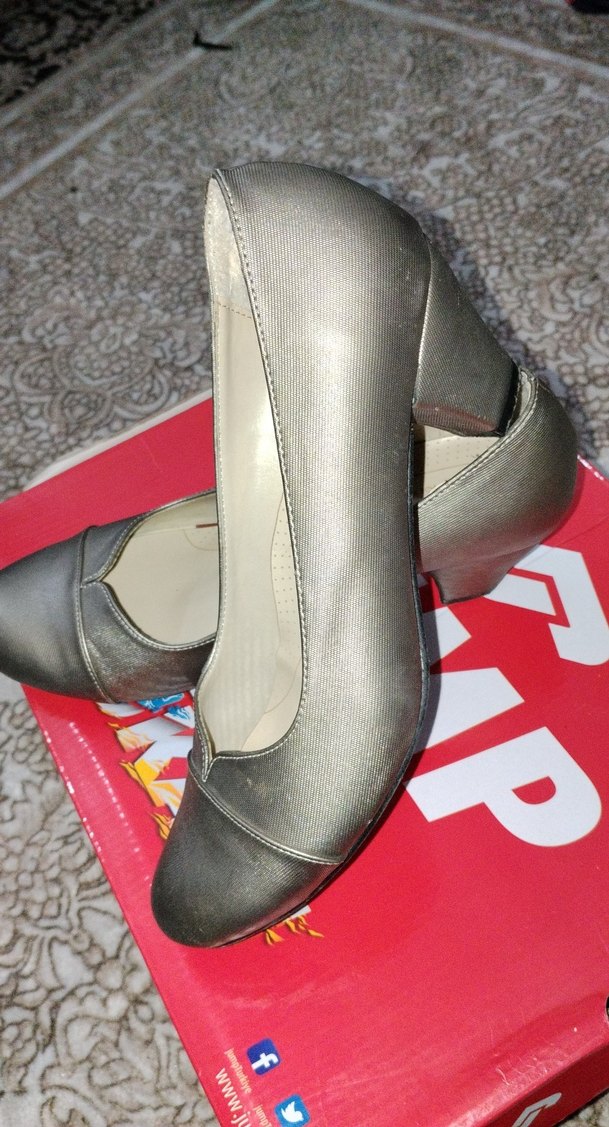 Zeynep Gri Pliseli Yüksek Topuklu Kadın Babet - Görsel 2