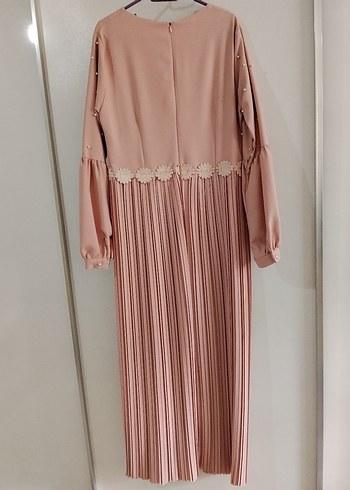 Piliseli Uzun Pudra Elbise - Görsel 6