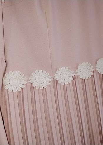 Piliseli Uzun Pudra Elbise - Görsel 5