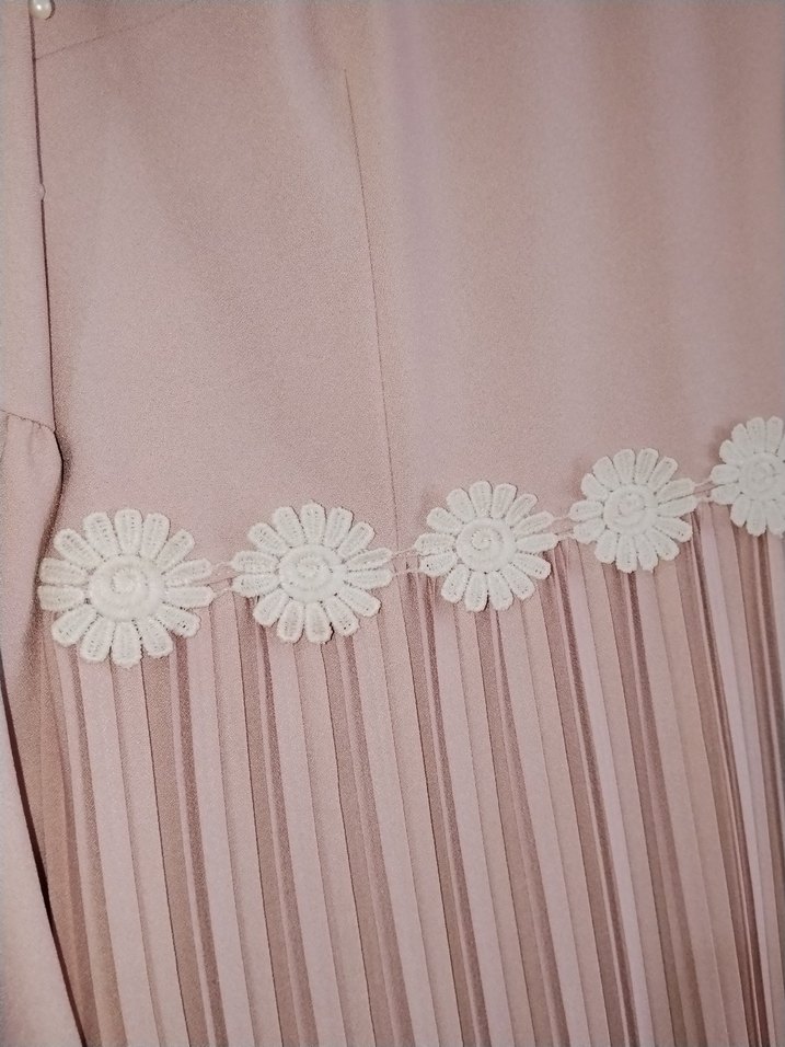 Piliseli Uzun Pudra Elbise - Görsel 5