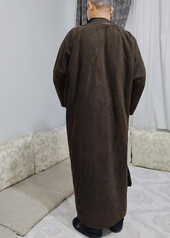 erkek Kahverengi süet abaya kürklü - Görsel 8