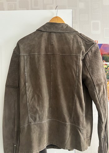 Network Erkek kuzu derisi Süet Biker Ceket - Görsel 4