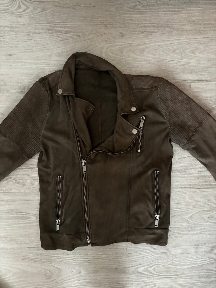 Network Erkek kuzu derisi Süet Biker Ceket - Görsel 2