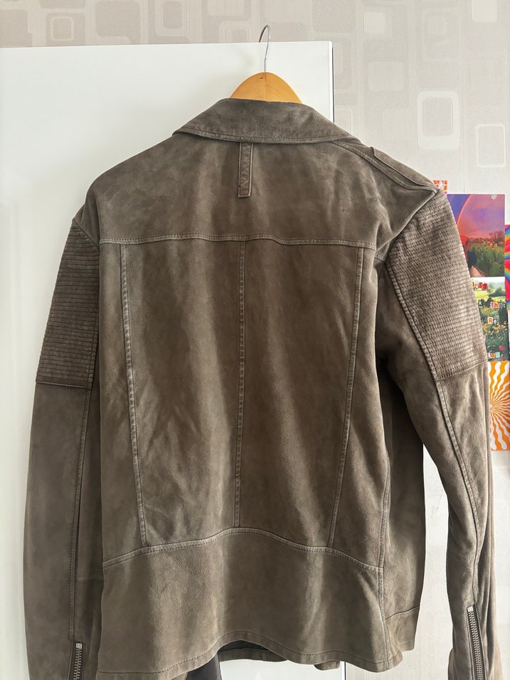 Network Erkek kuzu derisi Süet Biker Ceket - Görsel 4