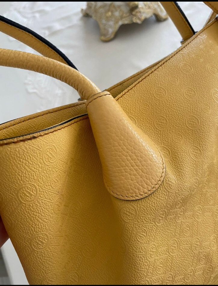 Sarı Deri Çizgili VAKKO Omuz Çantası - Görsel 5