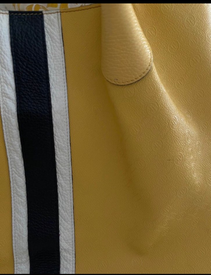 Sarı Deri Çizgili VAKKO Omuz Çantası - Görsel 3