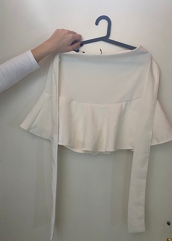 Beyaz Volanlı Midi Şortlu Etek - Görsel 2