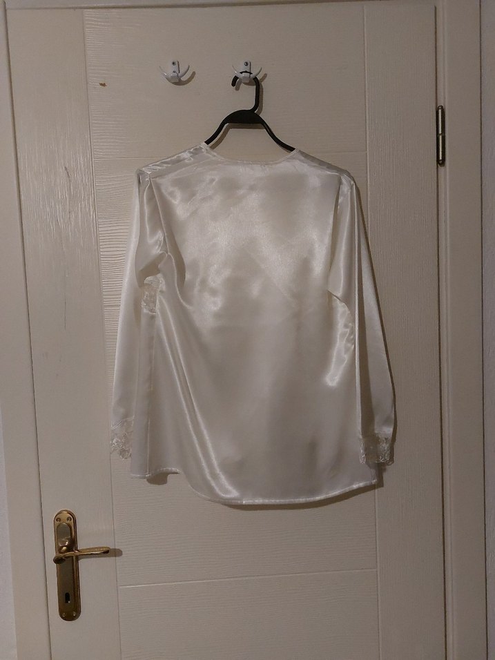 Beyaz Saten 4 lü takım gecelik sabahlık - Görsel 2