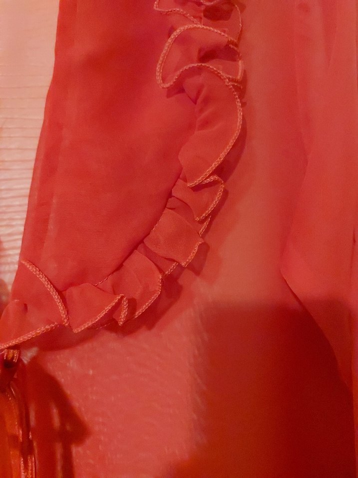 Kadın Kırmızı Uzun Şifon Sabahlık - Görsel 3