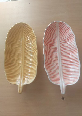 Bej Bohem Yaprak Desenli Tabak Seti - Görsel 4