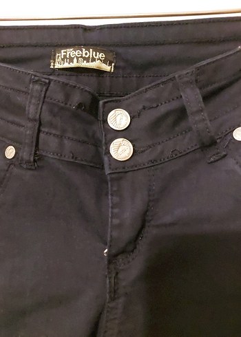 Düğmeli Lacivert Likralı Kot Pantolon - Görsel 3