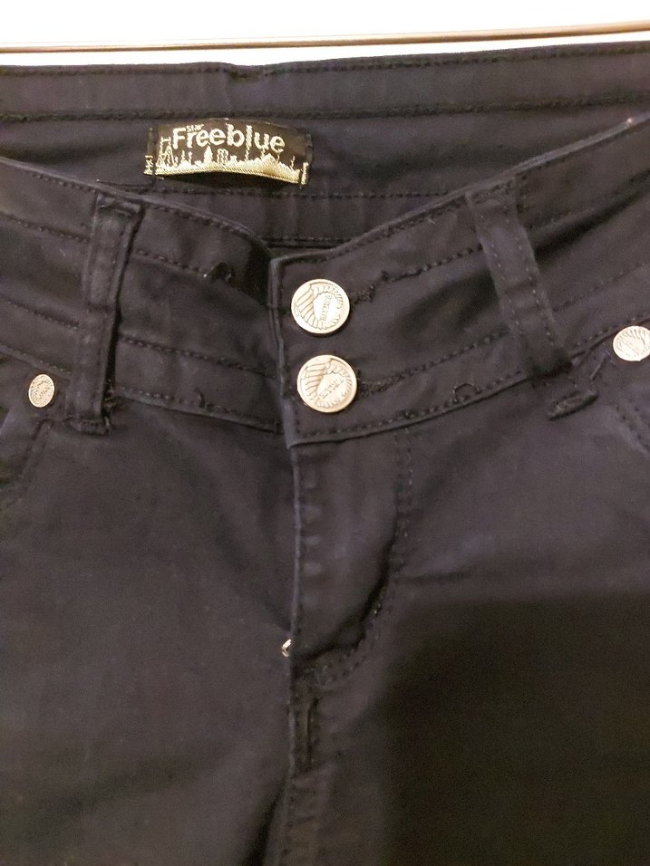 Düğmeli Lacivert Likralı Kot Pantolon - Görsel 3