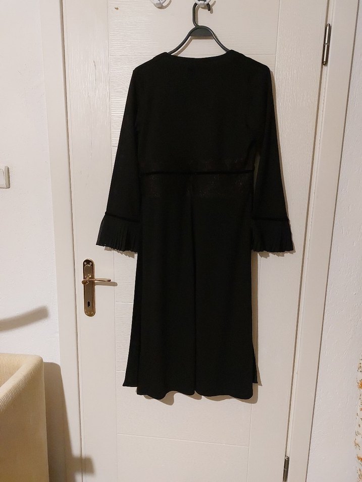 Uzun Kollu Siyah Gecelik ve Sabahlık - Görsel 2