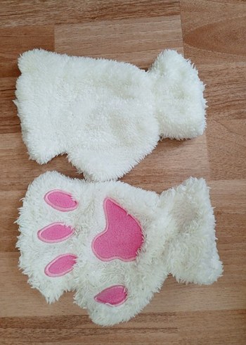 Beyaz Pembe Patili Eldiven - Görsel 3