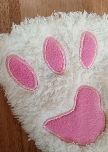 Beyaz Pembe Patili Eldiven - Görsel 2