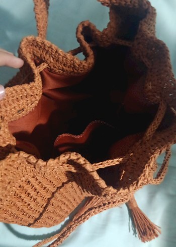 kiremit rengi Örgü Bohem Kadın Çanta - Görsel 3