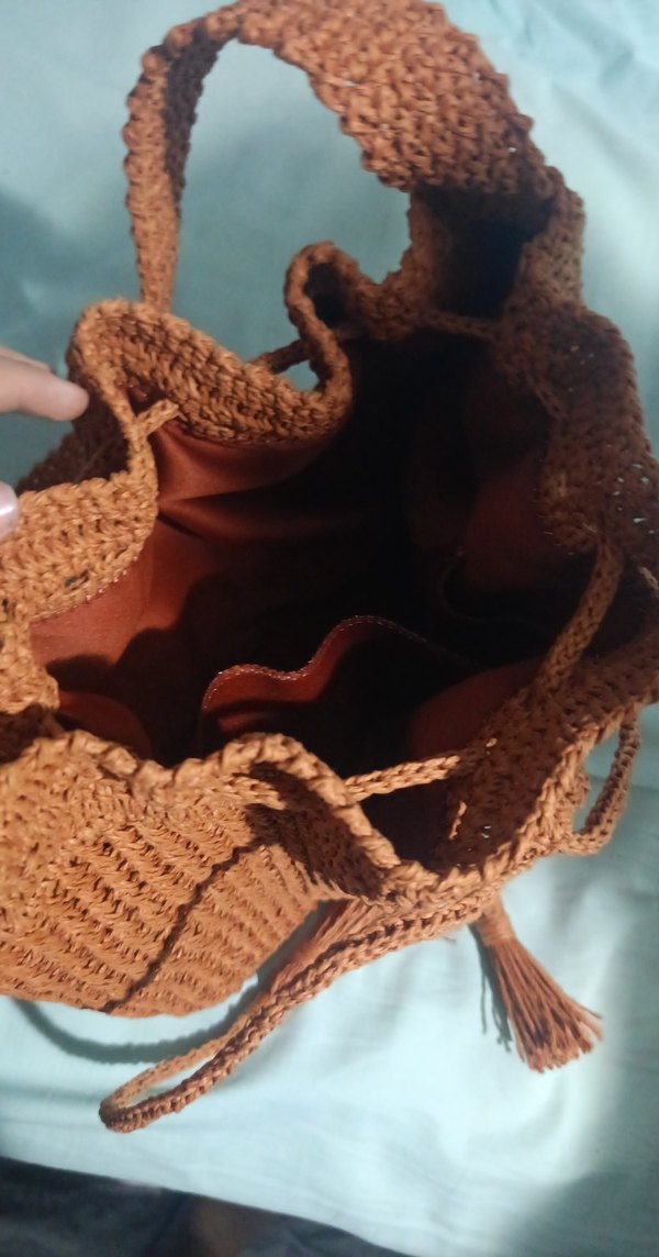 kiremit rengi Örgü Bohem Kadın Çanta - Görsel 3