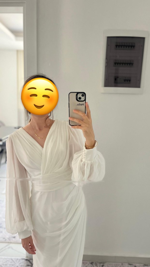 Beyaz uzun elbise - Görsel 2