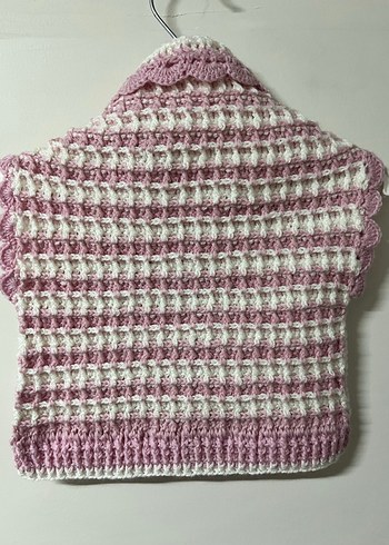 Kız Çocuk Pembe Örgü Kolsuz Hırka - Görsel 2