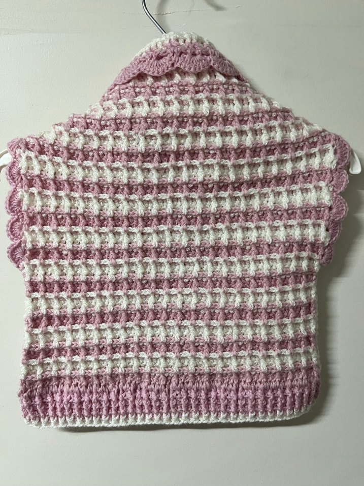 Kız Çocuk Pembe Örgü Kolsuz Hırka - Görsel 2