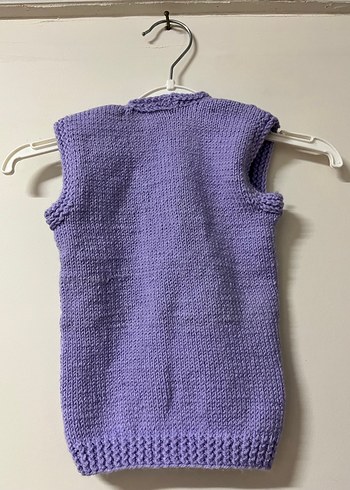 Mor Kız Çocuk Kolsuz Triko Süveter - Görsel 2