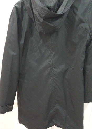 Dikişsiz Siyah kadın Midi Yağmurluk - Görsel 5