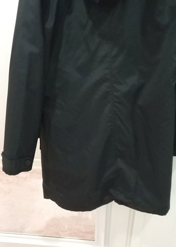 Dikişsiz Siyah kadın Midi Yağmurluk - Görsel 6