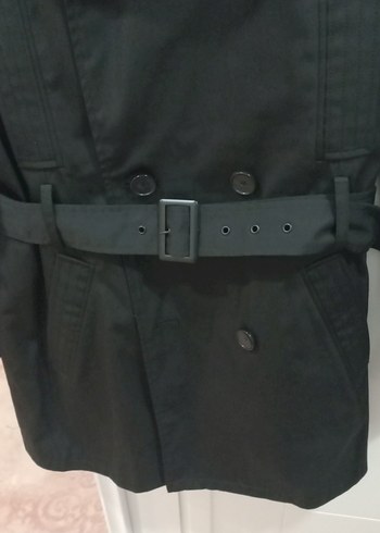 Erkek Siyah Midi Kemerli Trençkot - Görsel 6