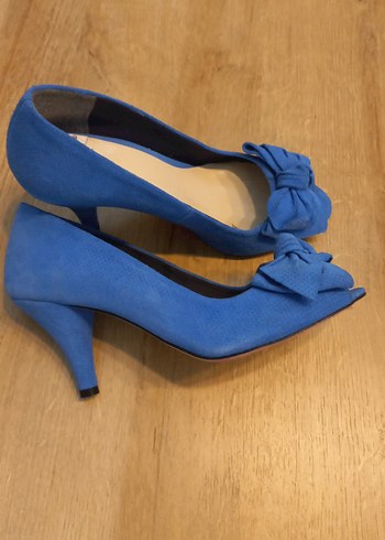 Mavi Fiyonklu Kadın Dolgu Topuklu Stiletto - Görsel 6