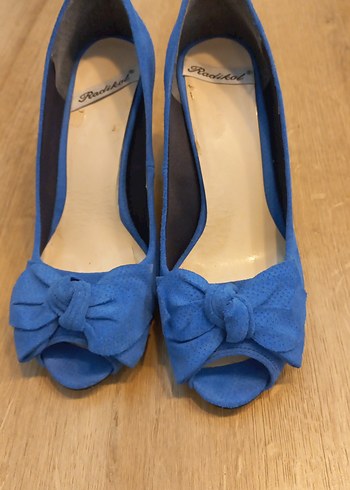 Mavi Fiyonklu Kadın Dolgu Topuklu Stiletto - Görsel 2