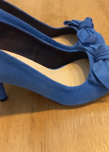 Mavi Fiyonklu Kadın Dolgu Topuklu Stiletto - Görsel 5