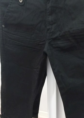 Düğmeli Siyah Kadın Denim Kapri - Görsel 5