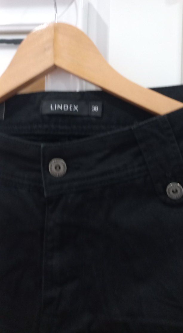 Düğmeli Siyah Kadın Denim Kapri - Görsel 3