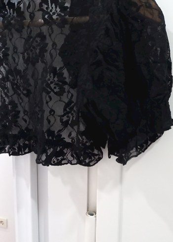Dantel Detaylı Siyah Gotik Bluz - Görsel 8