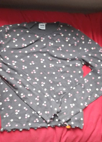 Kız Çocuk Gri Çiçekli V Yaka Gömlek - Görsel 2