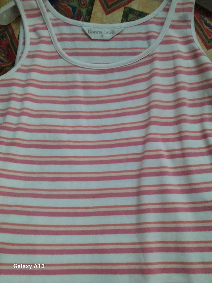 Pembe Çizgili bayan  Kolsuz Bluz - Görsel 3